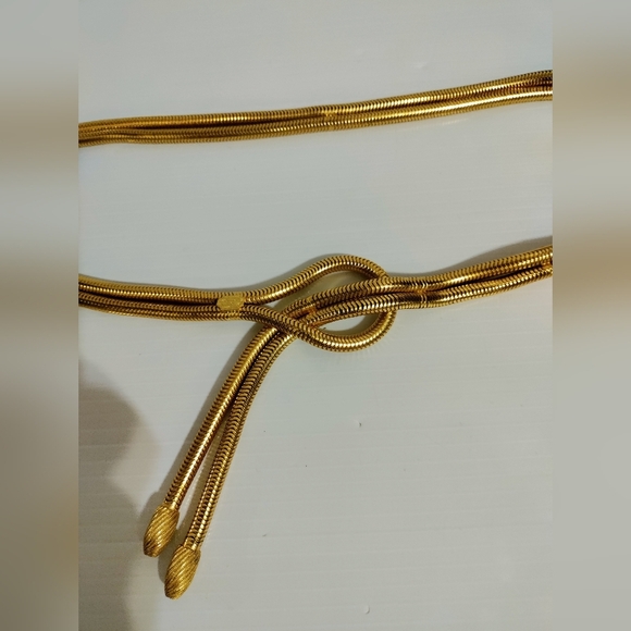 Christian Dior Vintage Gold Metal Tassel Belt Signed main image 10